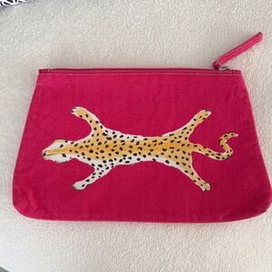 Dana Gibson Pink Cosmetic Bag with Leopard Design NWOT